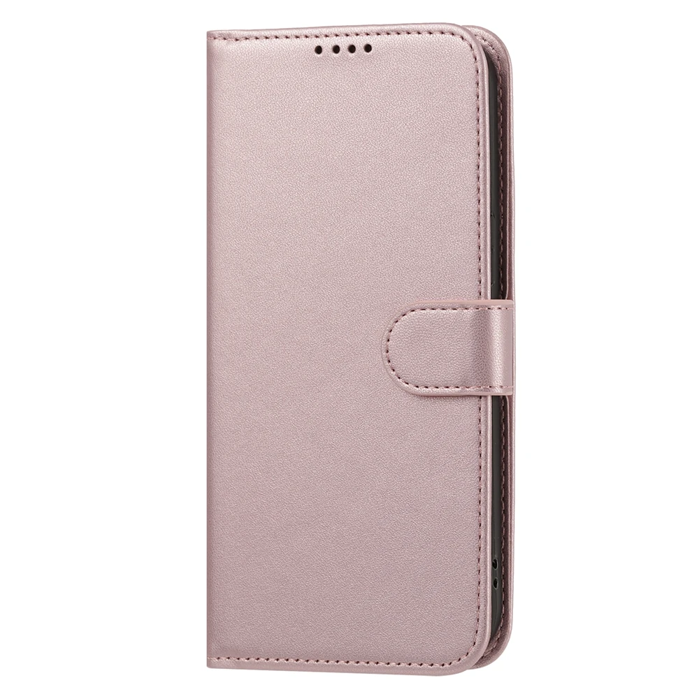 Luxury Solid Color Magnetic Flip Leather Wallet Phone Case with Stand Function