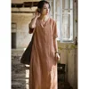 Cotton Linen Maxi Midi Dress Women Tie Dye Oversize Dresses 1