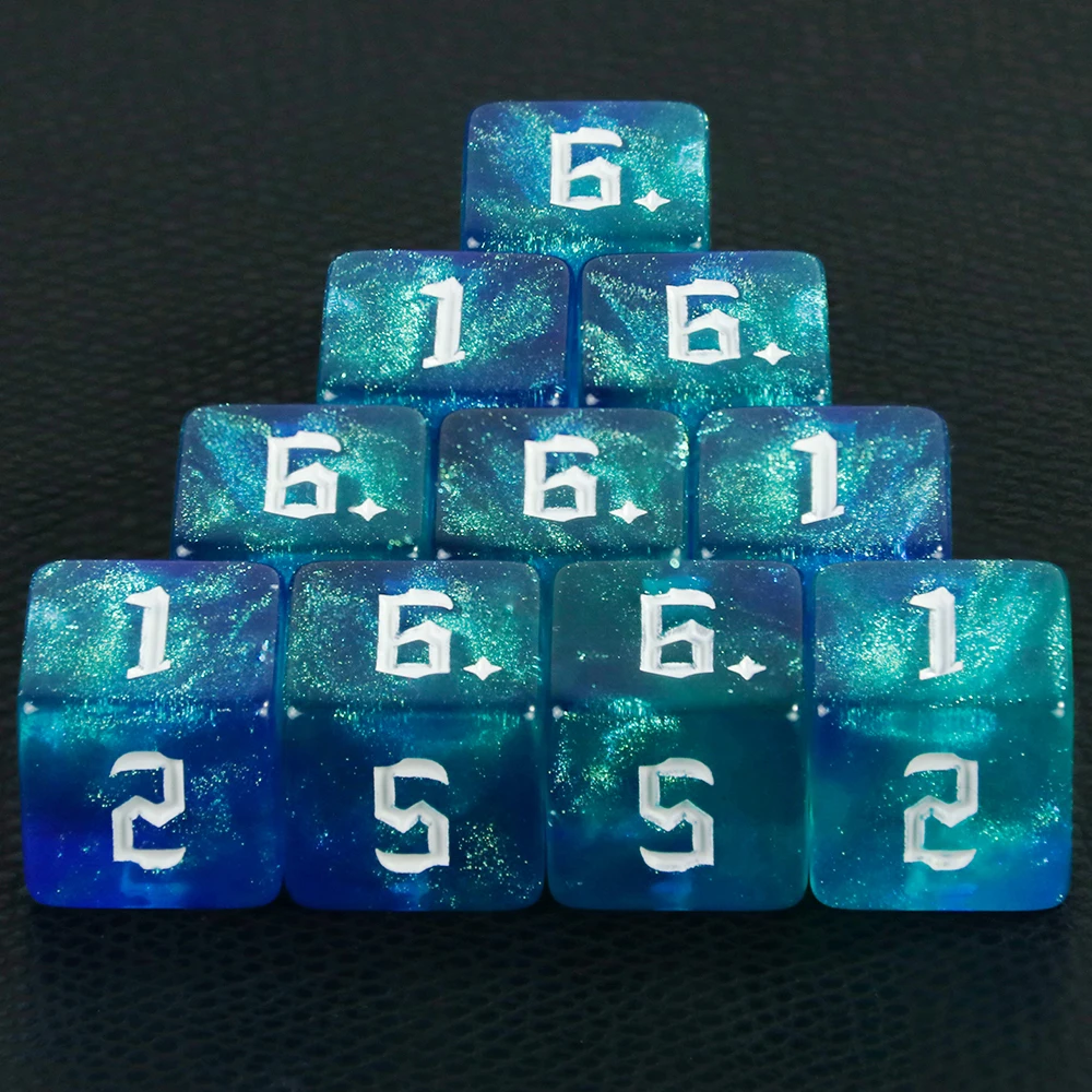 D6 Polyedrische Würfel in verschiedenen Farben, 6-seitige bunte Glitzerwürfel aus Acryl für Rollenspiele, Mathematikunterricht, Spielen von Tischspielen – Detail 10