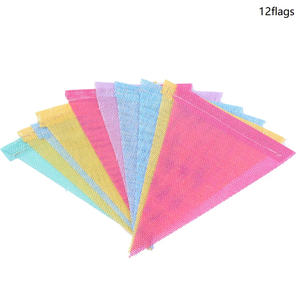 4M Colorful Jute Linen Flags Pennant Birthday Bunting Banners Wall Hanging Wedding Hanging Banner Party Garland for Home Decor