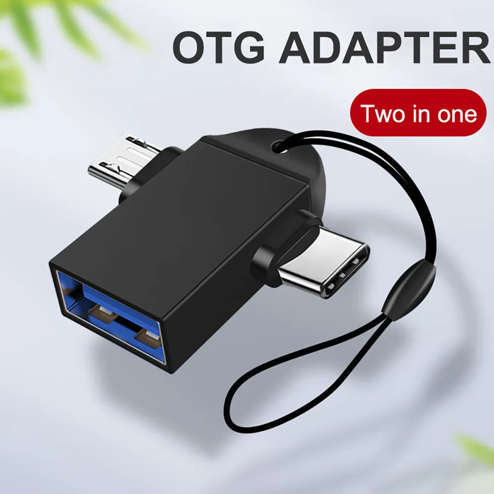 Two In One OTG Adapter USB 3.0 Female To Micro USB Male and C Male Connector Aluminum Alloy on The Go Flash Disk Converter