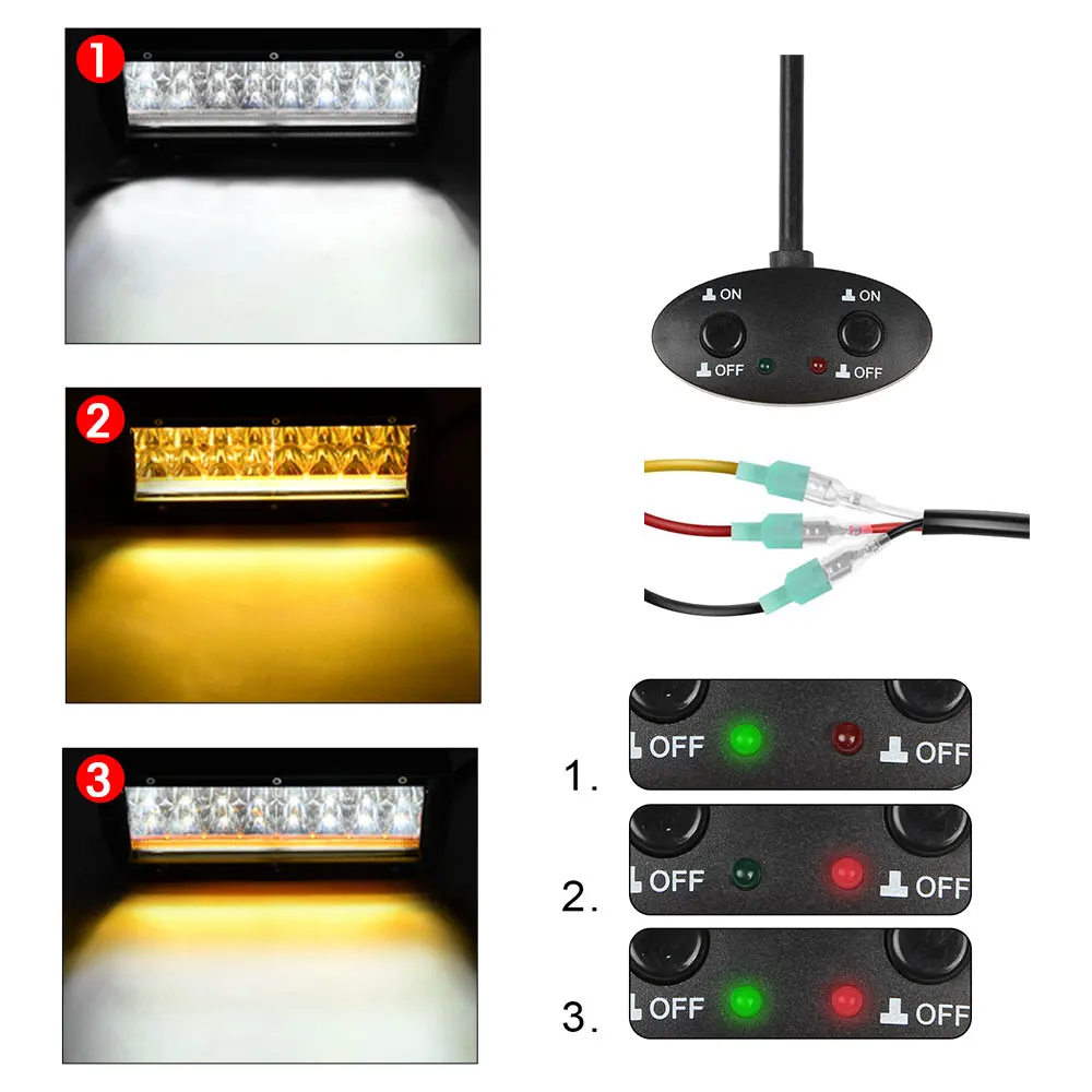 New 4/7Inch Car Work Light Bar Off Road Flood Flash Lights switch Wire harness D
