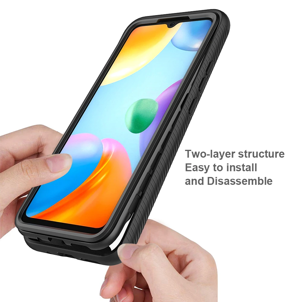 For Xiaomi Redmi 12C, Luxury Shockproof Hybrid Armor Ring Holder Case Cover