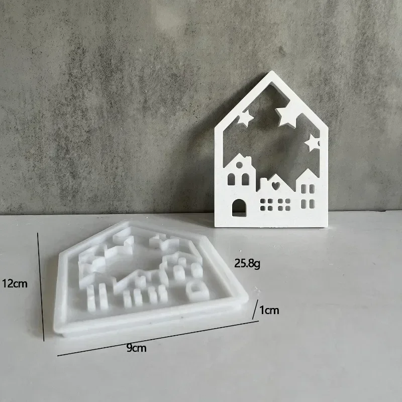 3D Hollow Splicing House Silicone Mold DIY Star Love House Ornaments Lighting Candle Holder Cement Mould silicone mold
