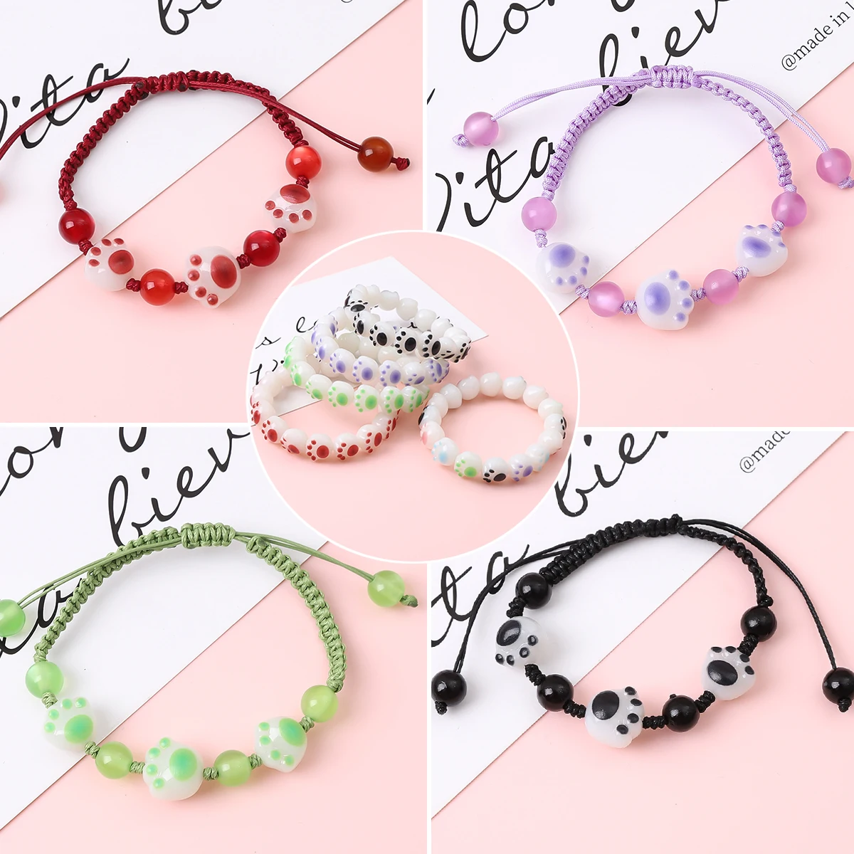 Charming Acrylic Cat Claw Bead Set for Handmade Jewelry Crafting