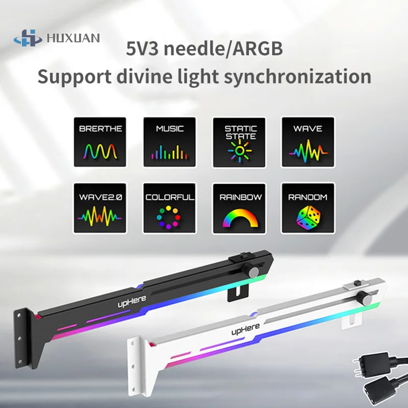 VGA 그래픽 카드 지지대 GPU 브래킷 프레임, RGB 발광 오염 램프 장식 컴패니언 5V ARGB AURA SYNC, 1 개