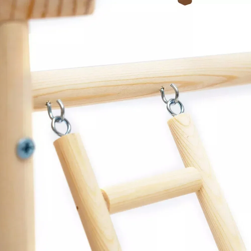 Pet Parrot Playstand Parrots Bird Playground Bird Play Stand Wood Perch Gym Natural Wood Three-layer Rack