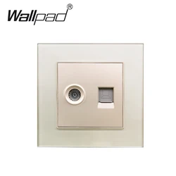 Enhanced Product Title: 
Premium CAT7 Dual Data Socket with Elegant Acrylic Glass Frame (White, Black, Gold) - Gold TV Data CAT7