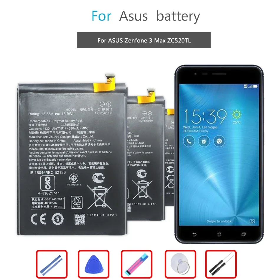 C11P1611 4130mAh Battery For ASUS Zenfone 3 Max ZC520TL X008DB Peg X008 X008D