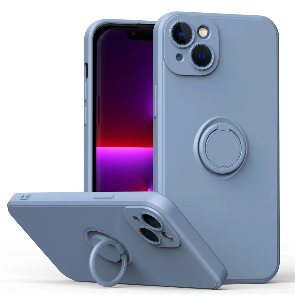 Premium Liquid Silicone Magnetic Case with Ring Holder - Soft Cover