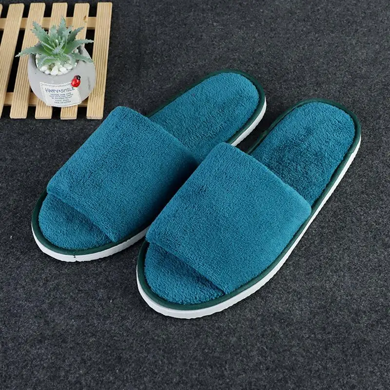 2/1 Pairs Coral Fleece Warm Slippers Hotel Travel Spa Half Pack Fluffy Slippers Winter Home Slipper For Men Women Guest Slippers 3