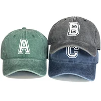 Initial Letter A-Z Print Baseball Cap For Men Women Retro Washed Cotton Dad Hat Team Sport Visors Snapback Caps Daily Wear Hats