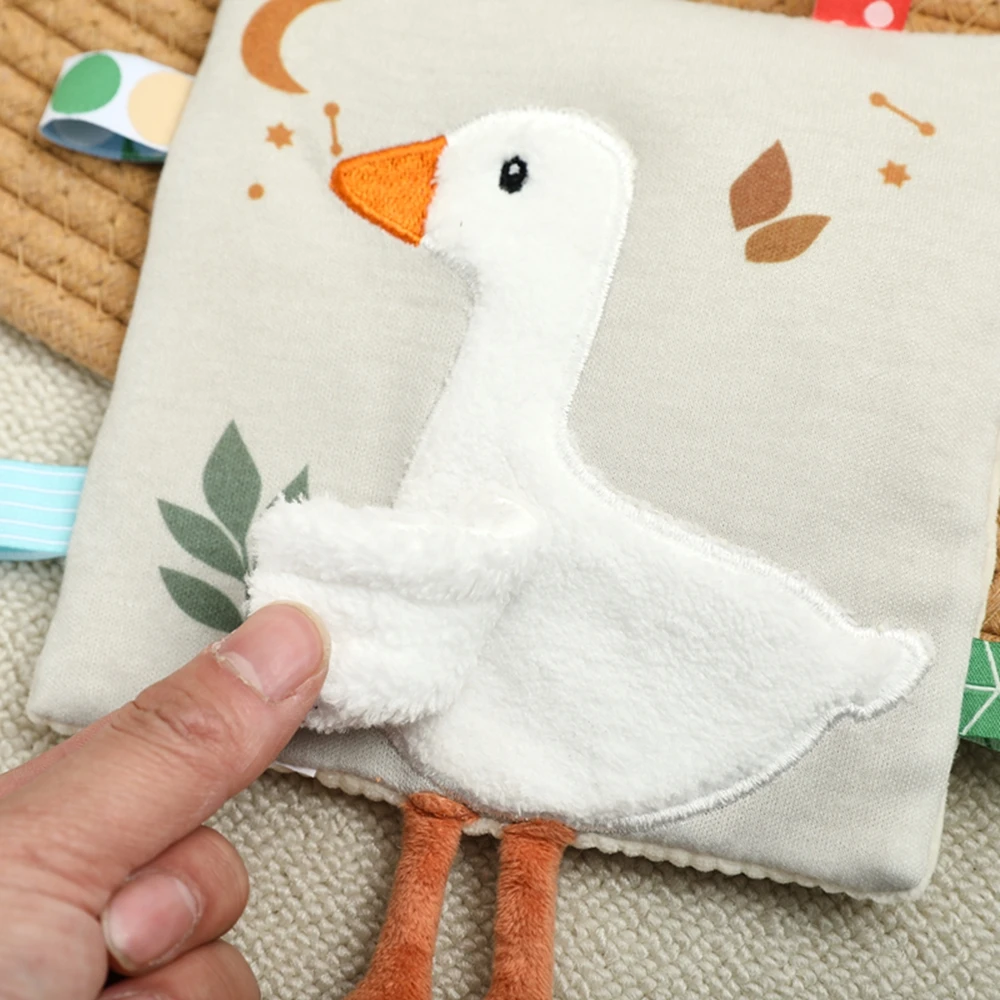 Weiche Babybücher 3D Touch & Feel Hochkontrast-Stoffbuch Sensorisches Frühlernspielzeug für Kinderwagen Tierbuch mit Silikon-Beißring – Detail 16