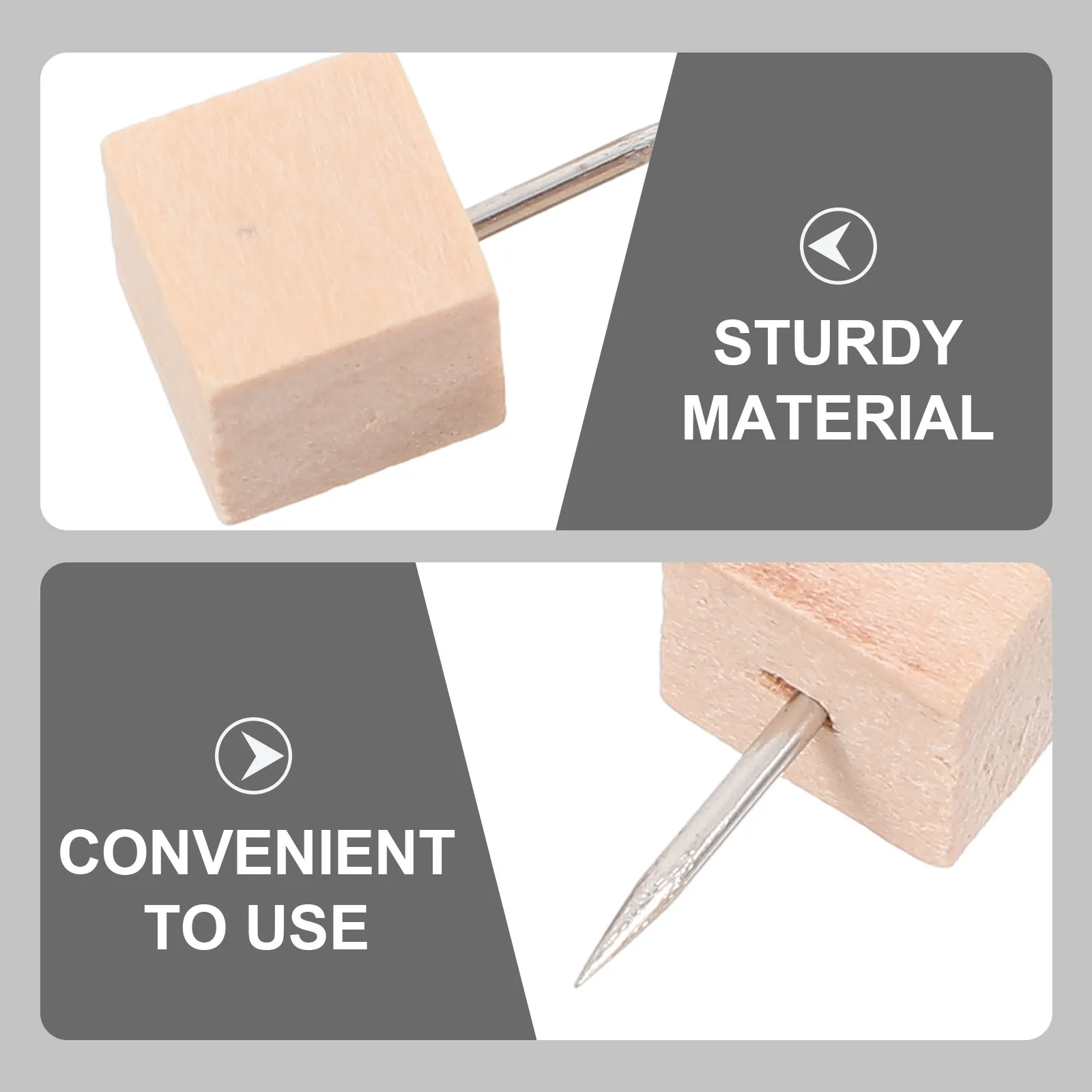 180개 나무 푸시핀 세트, 게시판, 코르크보드, 사무실, 가정, 학교 장 천연 나무 압정, 미적 감각이 있는 중성 디자인