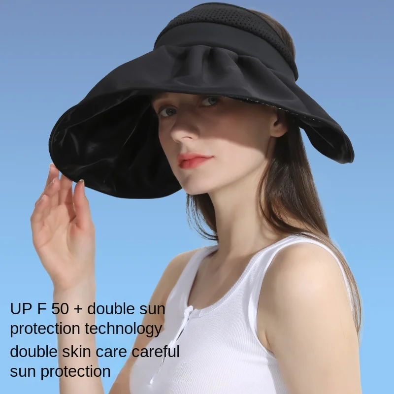 Air Top Sun Protection Hat Women's Summer Big Brim Face-Covering UV  Protection Sun Hat Foldable Fisherman Hat
