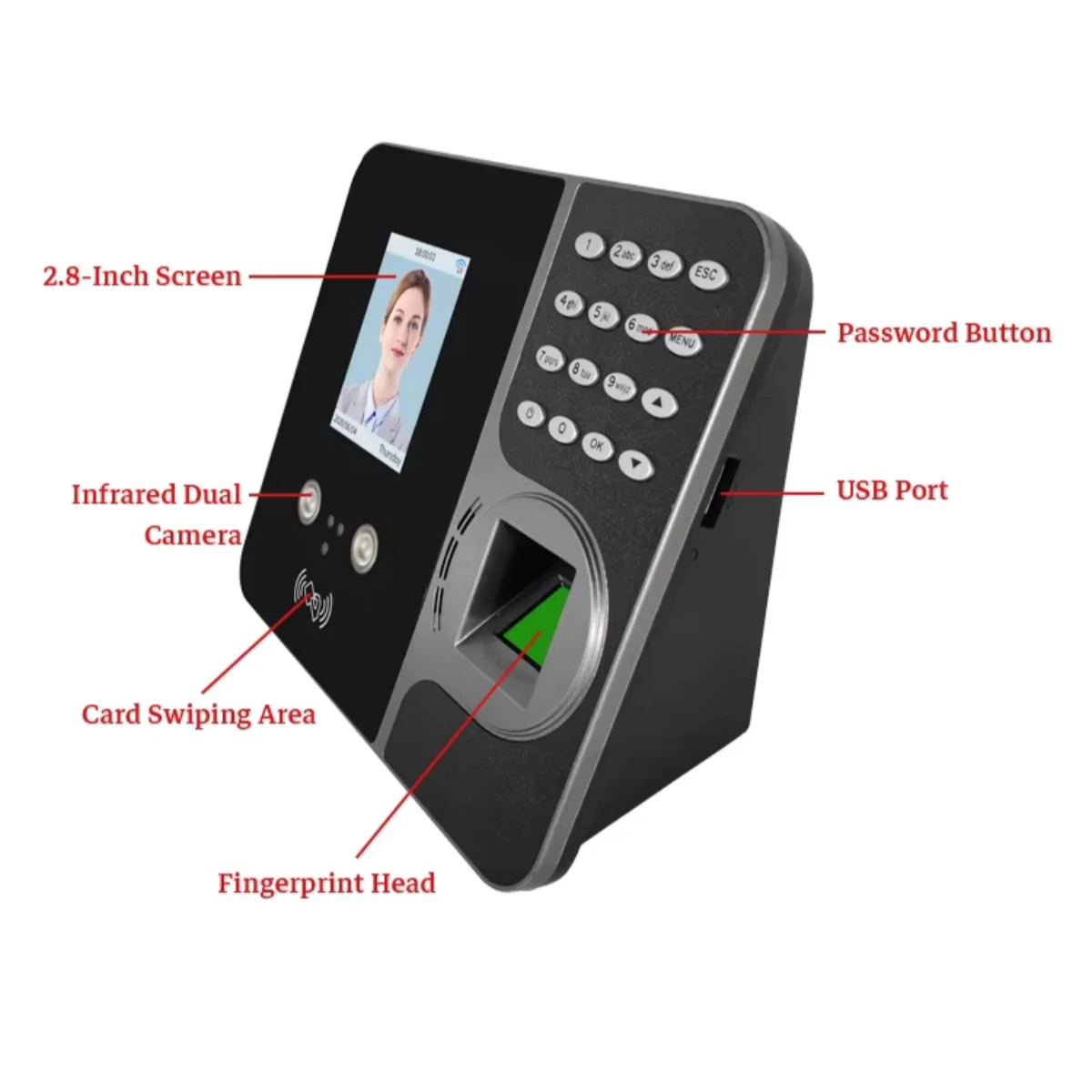 Realand F-G495 근태관리 장치 2.8인치 TFT 스크린 다중 인식 방법 U-Disk /TCP/IP/WIFI 백업 배터리
