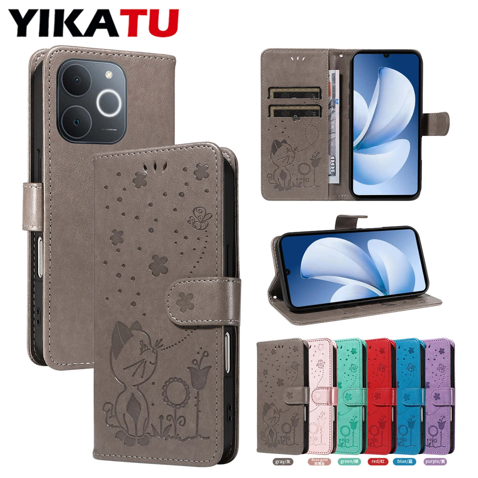 Magnetic Flip Wallet Leather Case with Stand Kickstand