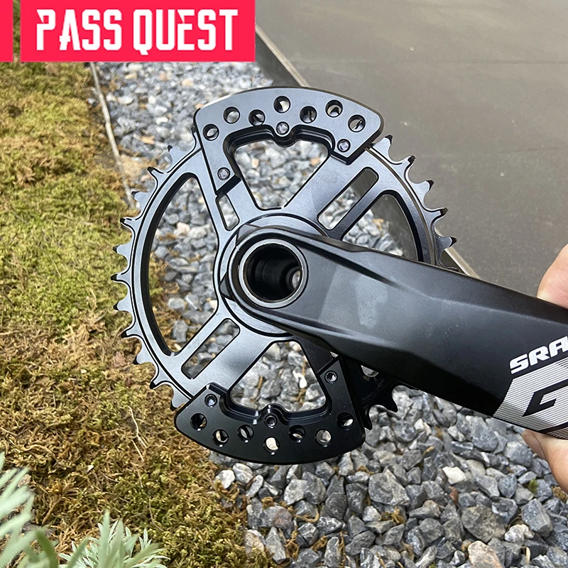 

PASS QUEST 2023 New XX Eagle 3-nail Specification Narrow Wide Tooth Belt Guard Plate for GXP and BB30 Spec Direct Mount Cranks
