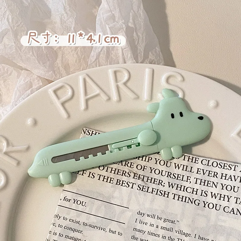 1Pcs Cartoon Cute Dog DIY Mini Multipurpose Pocket Folding Knife Letter Pen Envelope Opening Knife
