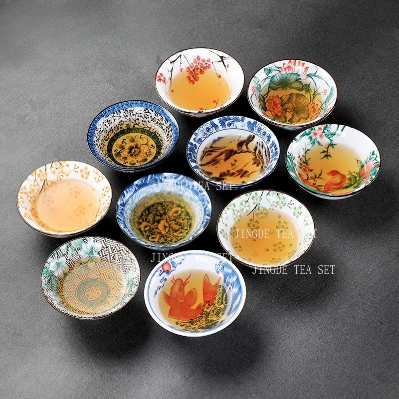 Chinese Ceramic Teacup Retro Kiln Change Small Tea Bowl Handmade Portable Tea Cup Customized Tea Set Gifts Tea Ceremony Supplies