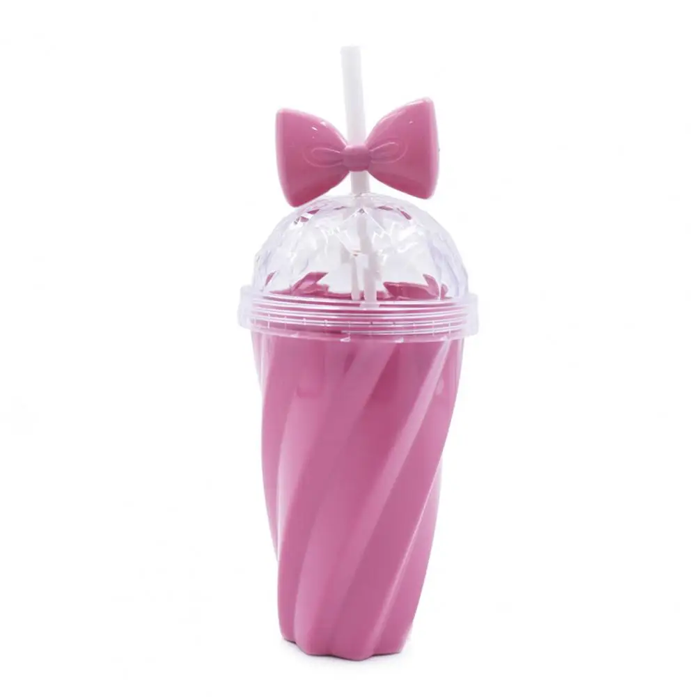 380ml Straw Water Bottle for Grils Water Cup Bowknot Decor Plastic Straw Cup Drinking Bottle botella de agua бутылка для воды