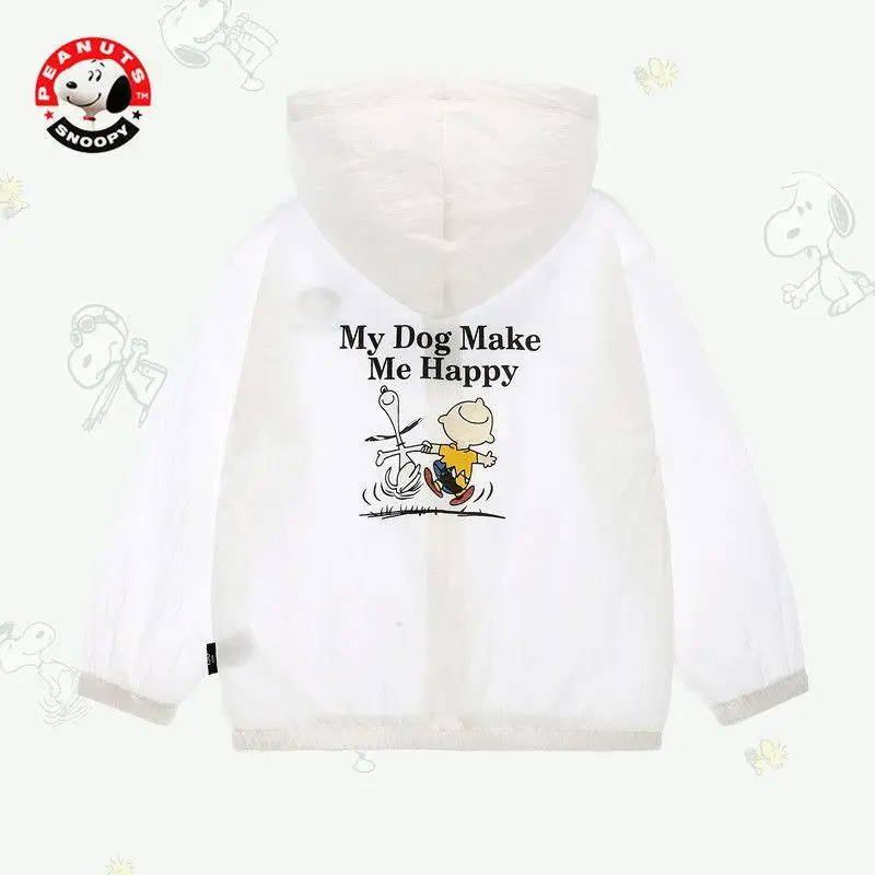 

Kawaii Snoopy мультяшная милая детская Солнцезащитная Одежда для мальчиков и девочек летнее дышащее солнцезащитное пальто с защитой от комаров