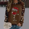 Merry Christmas Glass Snowflake Print Hoodies Round Neck Casual Loose Fit Pullover Tops Women Long Sleeve Autumn Sweatshirt 6