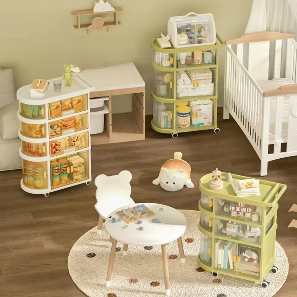 Folding Trolley No Installation Storage Rack Living Room Snack Organizer Shelf Movable Multilayer Children Products Storage Cart