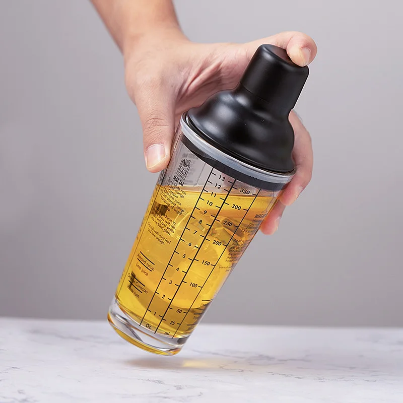 

400ML Cocktail Shaker Bar Shakers Cup Transparent Scale Wine Mixing Fruit Juice Cup Water Bottle Stainless Steel Bartender Tools