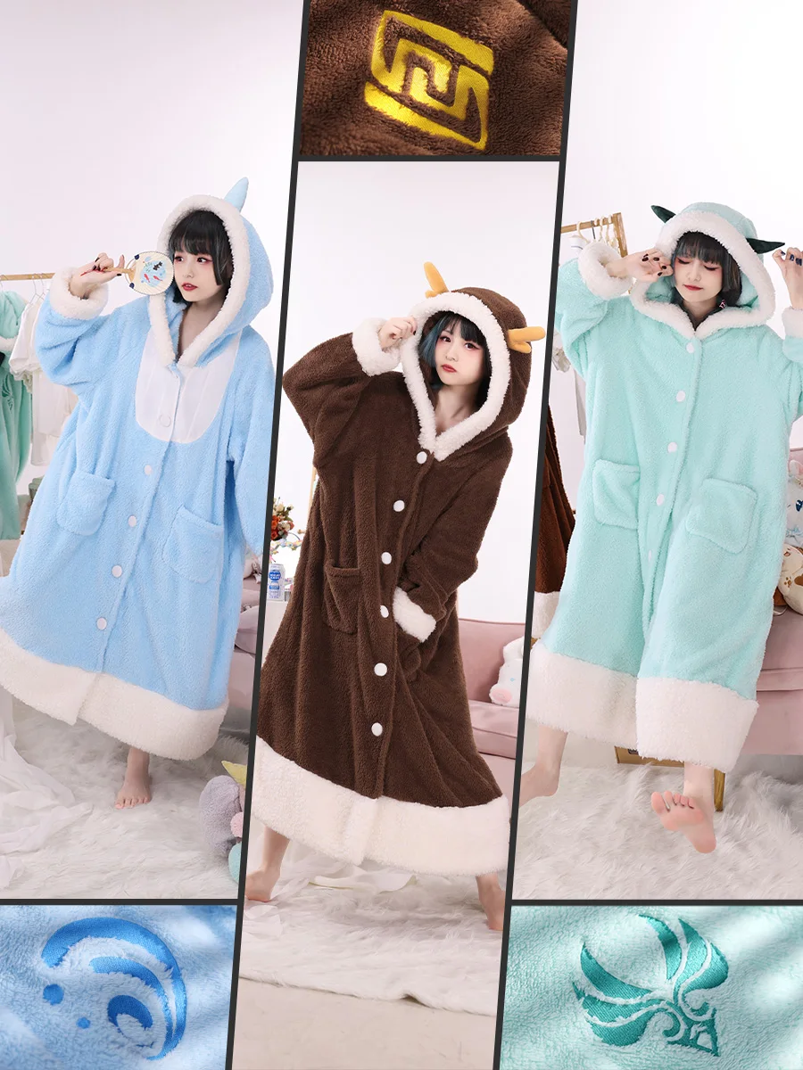 

Anime Genshin Impact Zhongli Xiao Tartaglia Sleepwear Plush Nightdress Cosplay Costume Halloween Women Free Shipping 2022 New