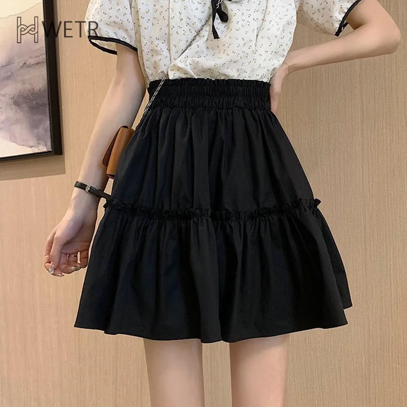

Gentle Style Short Elastic High Waist Fungus Sweet Student Skirt For Women