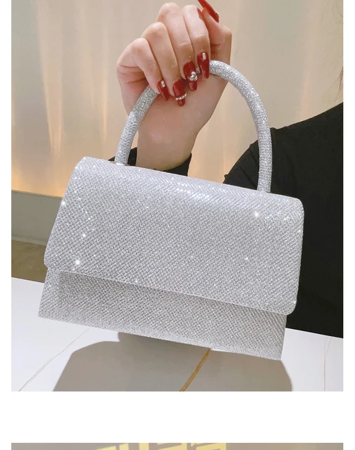 Pochette Da Sera Con Strass – Borsa A Tracolla Scintillante, 27x19 Cm, Per Matrimoni E Feste