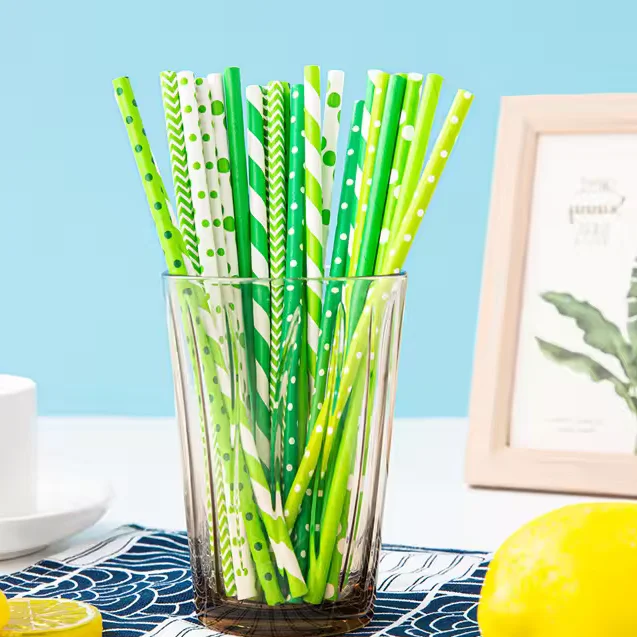 Paper Straws 6*197mm 100Pcs Paper Drinking Straws For Wedding Party Restaurant Juice Coffee Cold Drinks Dessert