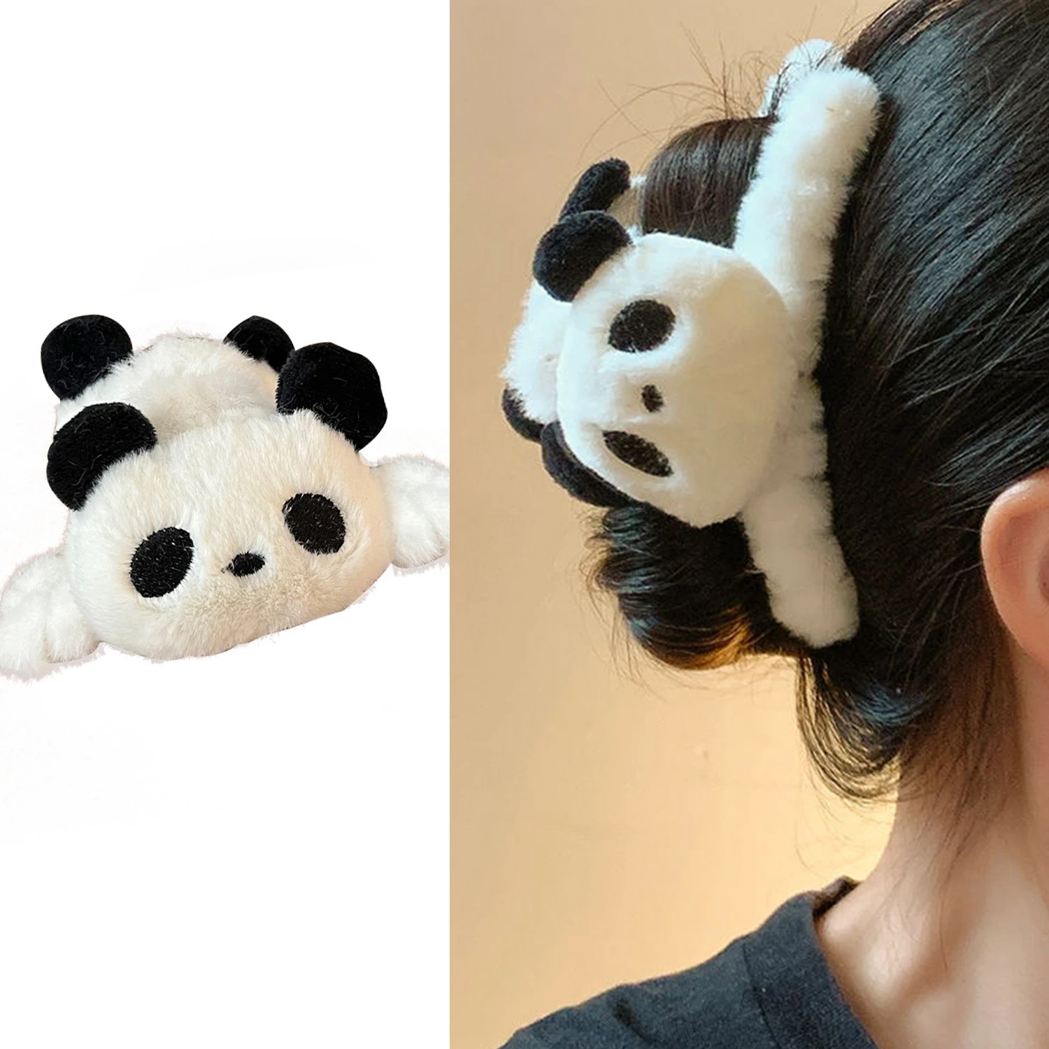 

Cute Plush Panda Hair Claw Ponytail Holder Clip Headwear For Women Makeup Bath Hair Accessories For Women Claw Clip Barrette