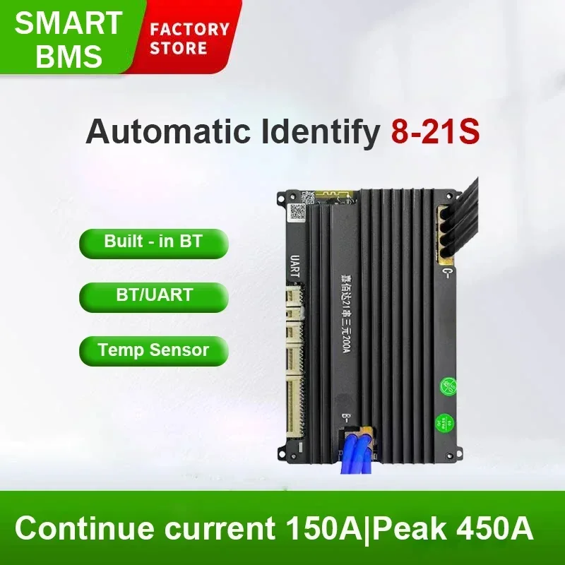 

JBD BMS LiFePo4 8S 10S 11S 12S 13S 14S 15S 16S 17S 18S 20S 21S 150A Smart BMS Balance Board UART BT Li-ion Battery 36V 48V 60V