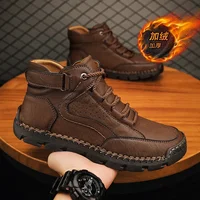 Autumn Winter Leather Men's Boots Soft Breathable Comfort Warm Outdoor Casual Shoes Fashion Business Ankle Boots Large Size 48