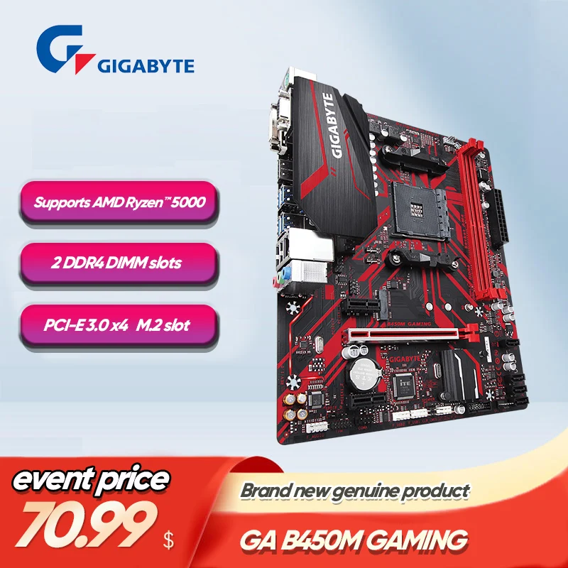 Gigabyte GA B450M GAMING (rev. 1.0) AMD B450 /2 DDR4 DIMM /M.2 /USB3.1 /Micro ATX /New / Max 32G Double Channel AM4 Motherboard|Motherboards| - AliExpress