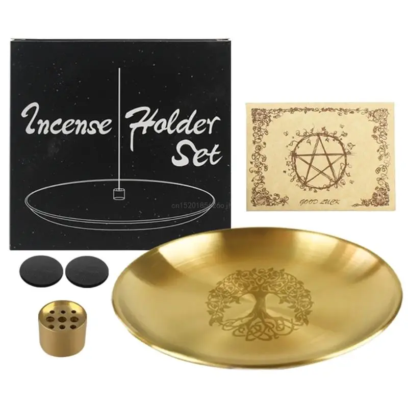 

Altar Tree Pattern Plate Holder Stainless Steel Flat Bowl Jewelry Tray GXMF