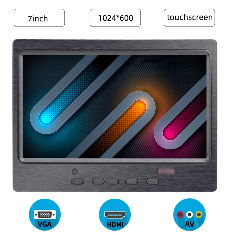 

7 Inch Touch Screen Portable Monitor 1024x600 IPS LCD Security Monitor HDMI-compatible VGA AV Industrial Capacitive Car Display