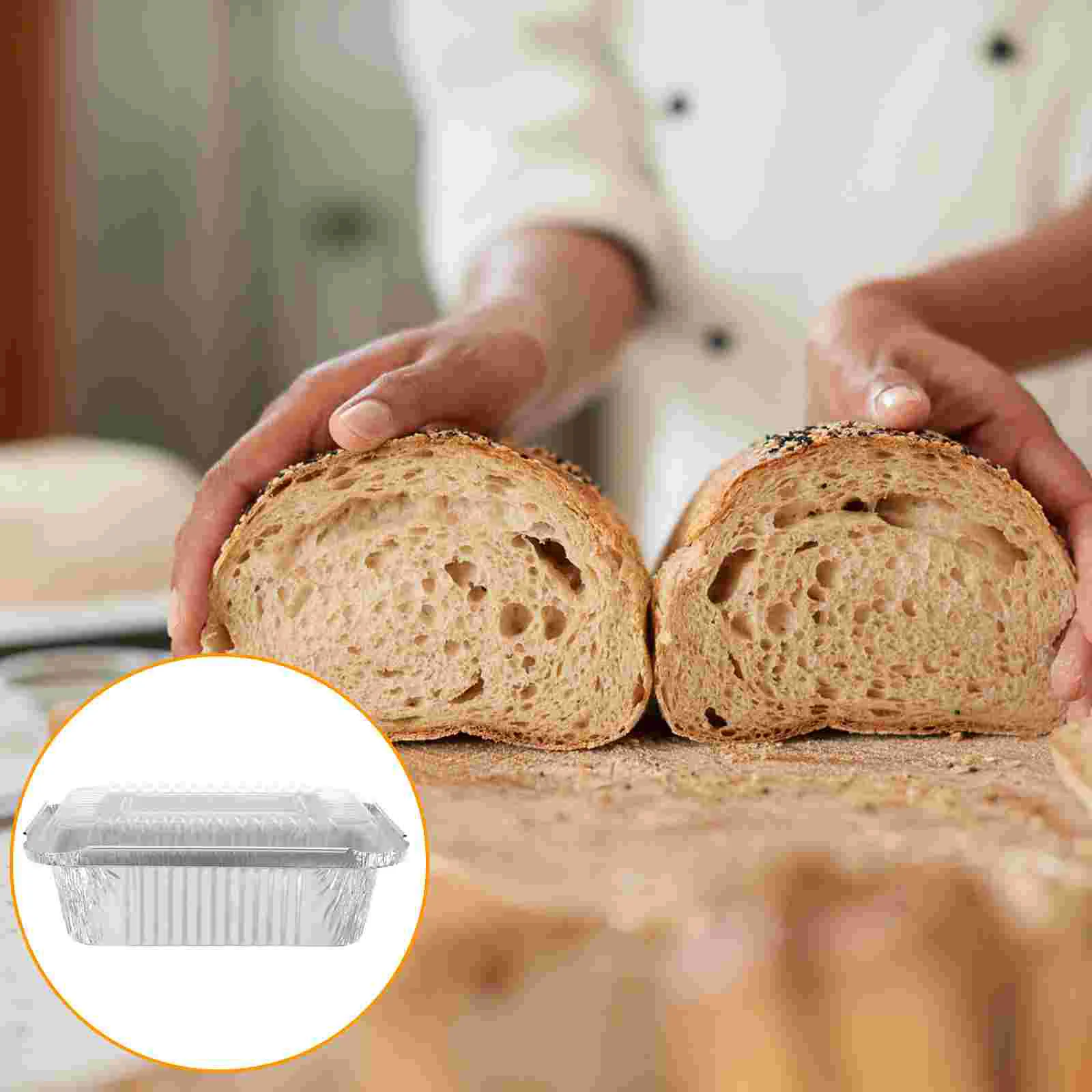 20 Pcs Rectangle Food Containers Long Aluminum Foil Baking Pan Disposable Kitchen Takeout Boxes Plastic Lids Air Fryer Bake