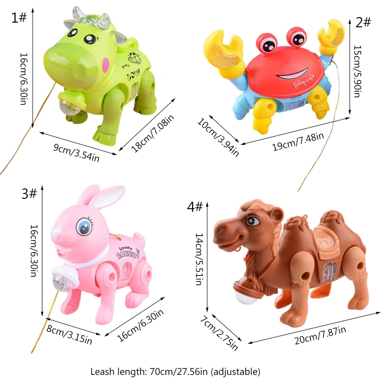 

Electric Animal Car Toy Dancing Animal with Leash Rope Walking Toy Luminous Music Toy Toddler Favor Gift Crawling Toy