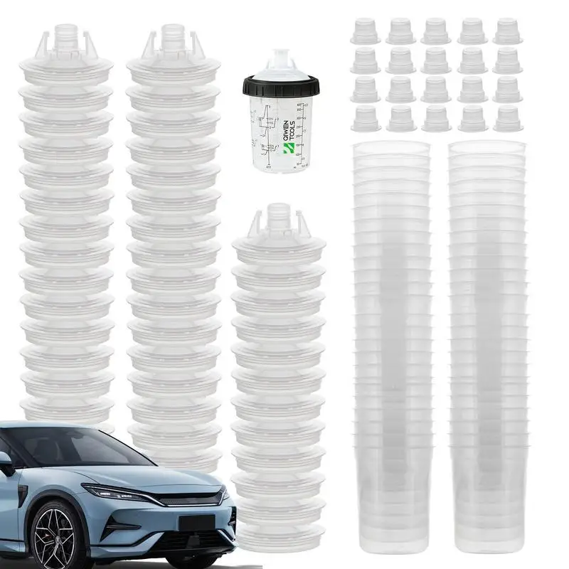 Mixing Cup For Hvlp Paint Spray Car Painting Kit With Clear Scale Paint Tools & Equipment With 50 Cup & Lids System Spray Guns