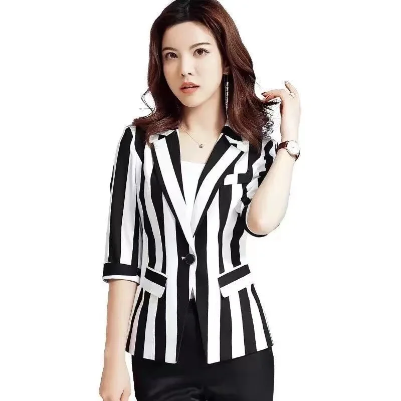 2024 New Ladies Blazer Blaser Women Suit Jacket Female Feminine Blazer Notched Collar Business Suit Elegant Outwear