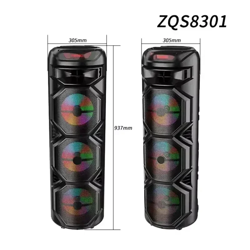 ZQS8301 02 08 09RGB Wireless 40W High Power Bluetooth High Sound Quality Long Battery Life Stage Speakers LED Light Multimedia 2