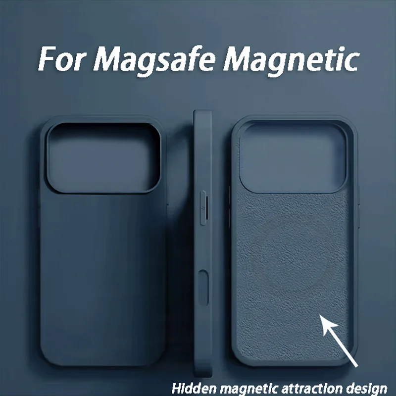 Luxury For Magsafe Wireless Charge Case For Apple iPhone 17 15 12 14 13 16 Pro Max Liquid Silicone Shockproof Protective Cases 5