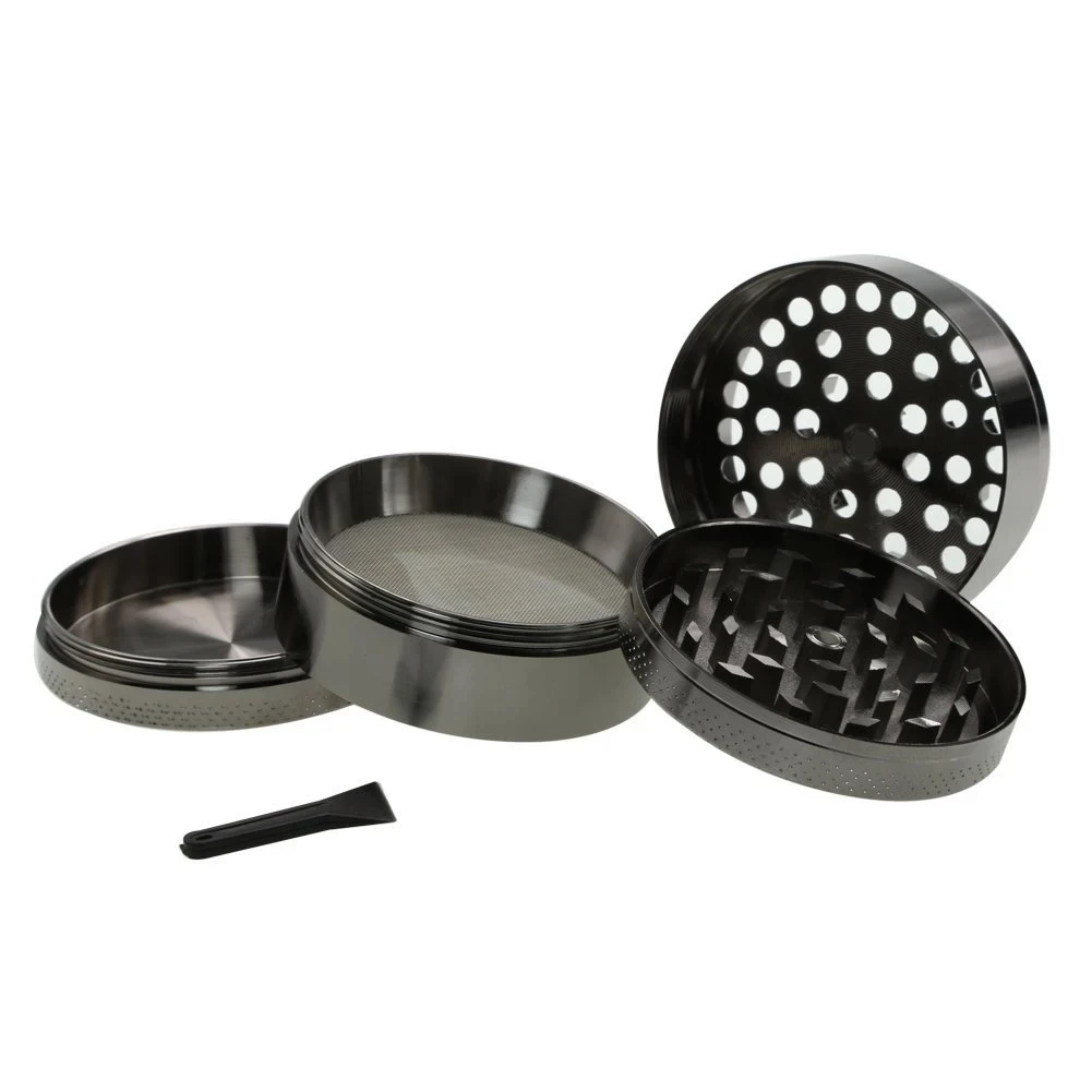 Multicolor Smoke Herb Grinder with Scraper - Premium Zinc Alloy 4-Part Crusher