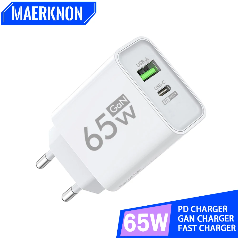 65W GaN PD USB Fast Charging Type C Quick Charger 3.0 Mobile Phone Adapter Wall Charger For iPhone 14 Samsung Xiaomi Huawei