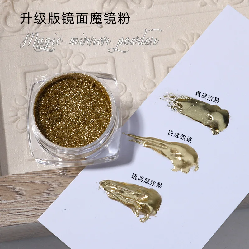 Nail Powder Nail Pigment Metallic Chrome Powder Gold /Silver/Rose Mirror Rubbing Pigments Shiny Magic Effect Holographic Silver Mirror Powder 2