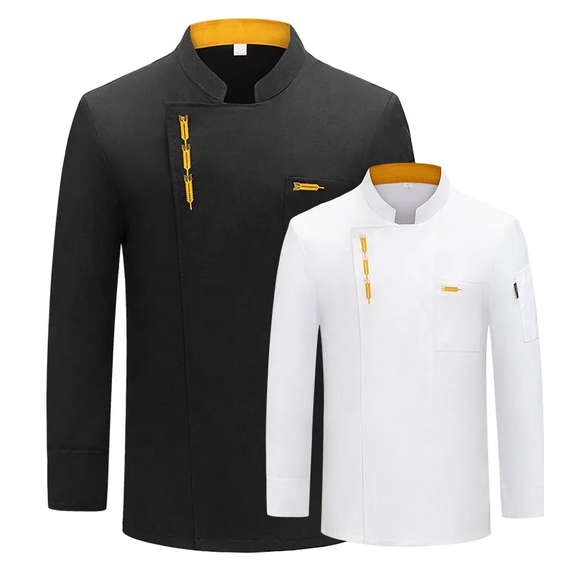 

OEM Hotel Restaurant Chef Long Sleeve Uniform Customized Men's Cake Shop Work Suit Back Kitchen Jacket Coat