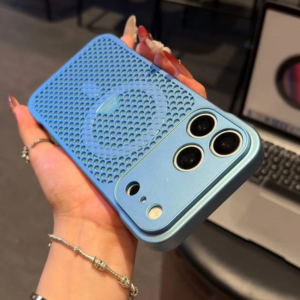 Honeycomb Mesh Cooling Frameless Magnetic Phone Case with Luxury Metallic Finish